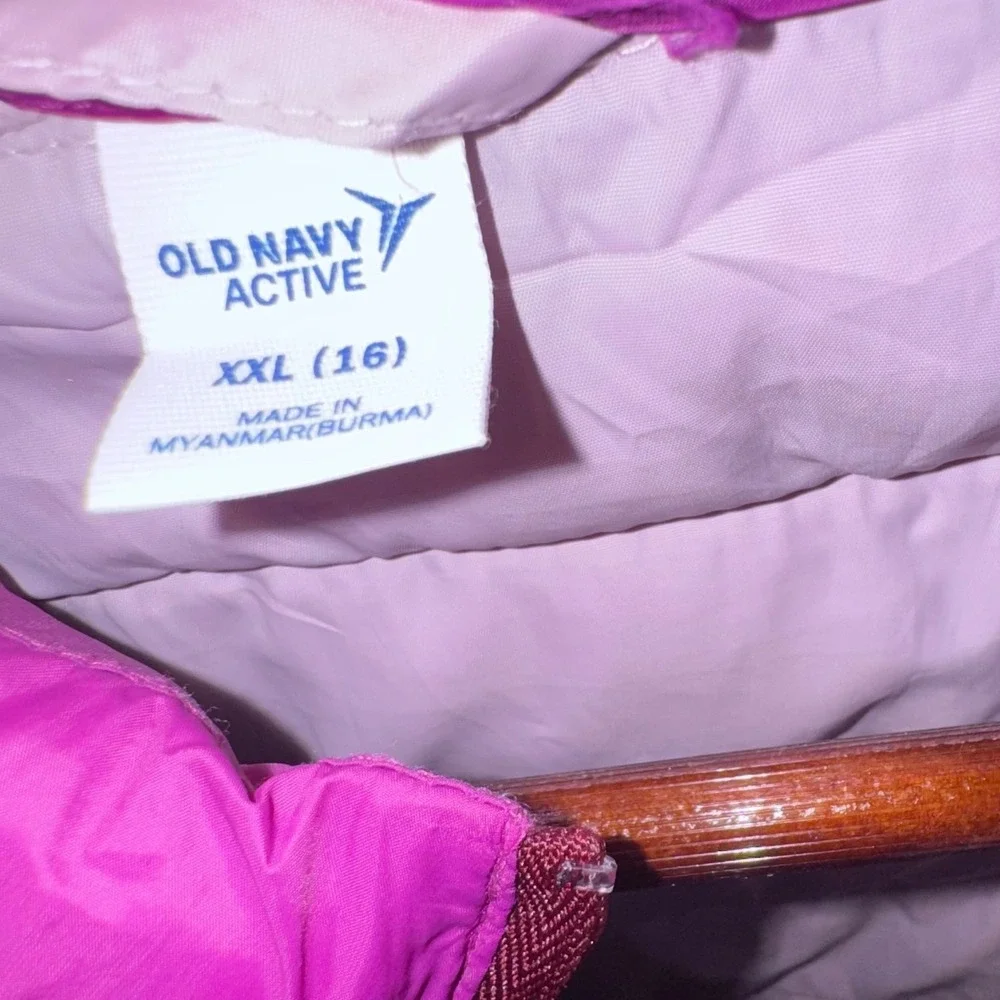 Old Navy Active Puffer Jacket‎ Girls XXL 16 Beetroot Purple Packable Zip Pockets